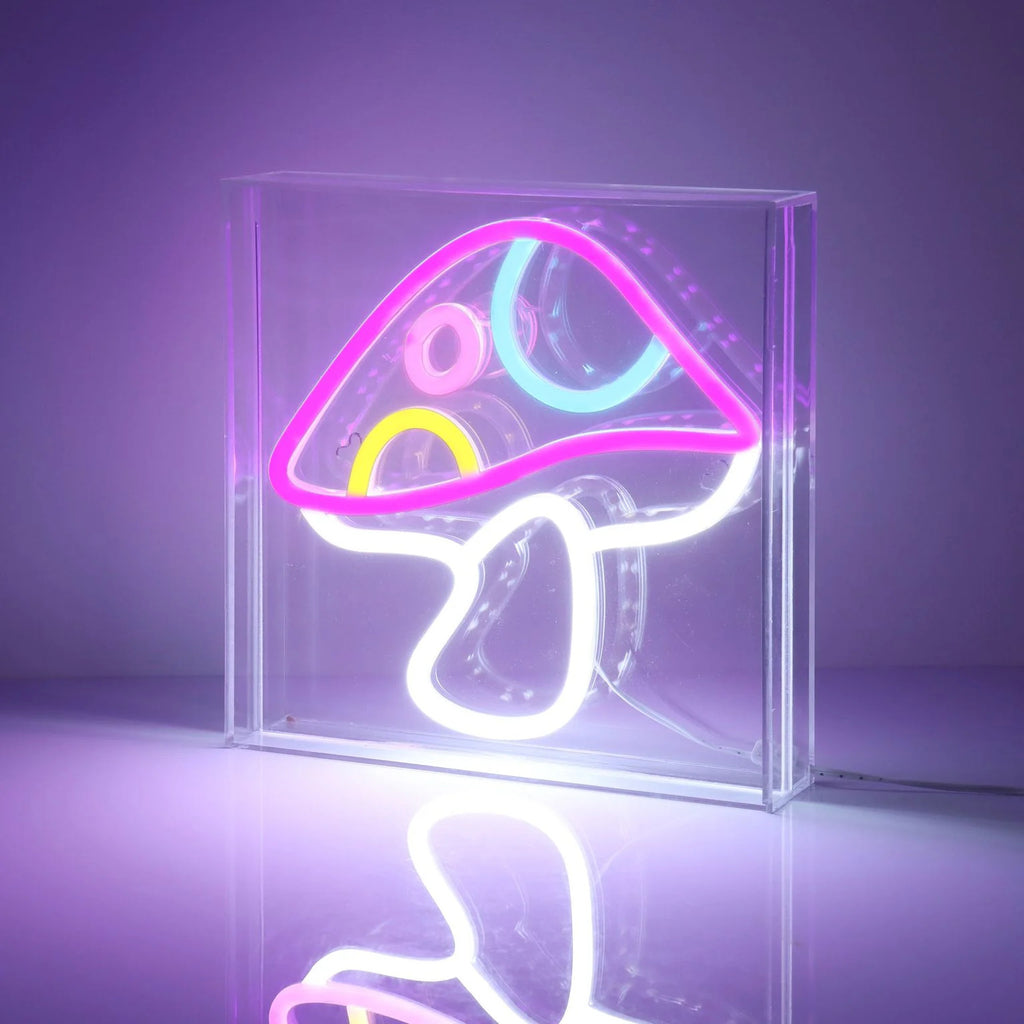 Acrylic frame Mushroom neon sign for desktop or wall mounting with LED lighting