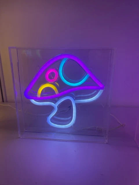 Acrylic frame Mushroom neon sign for desktop or wall mounting with LED lighting