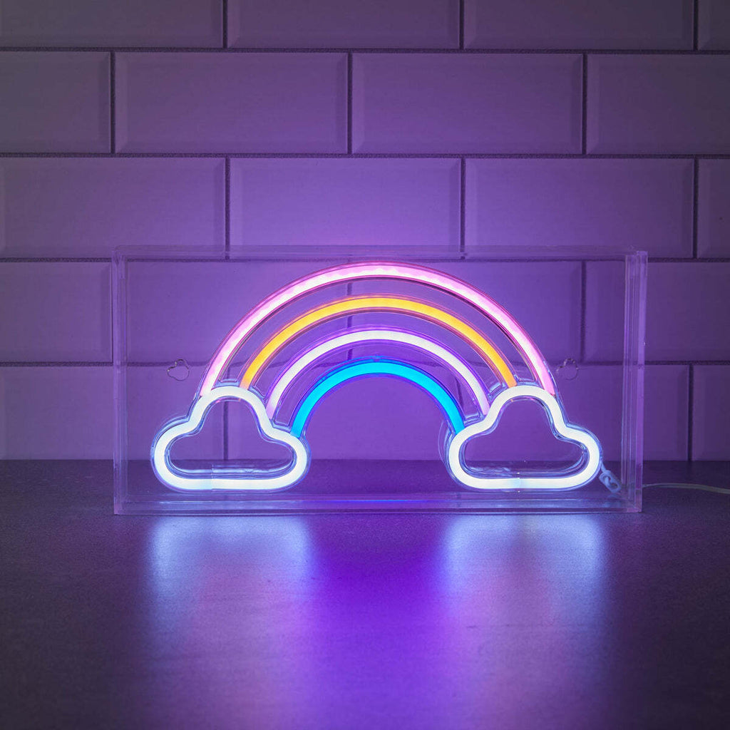 Acrylic frame Rainbow neon sign for desktop or wall mounting with LED lighting