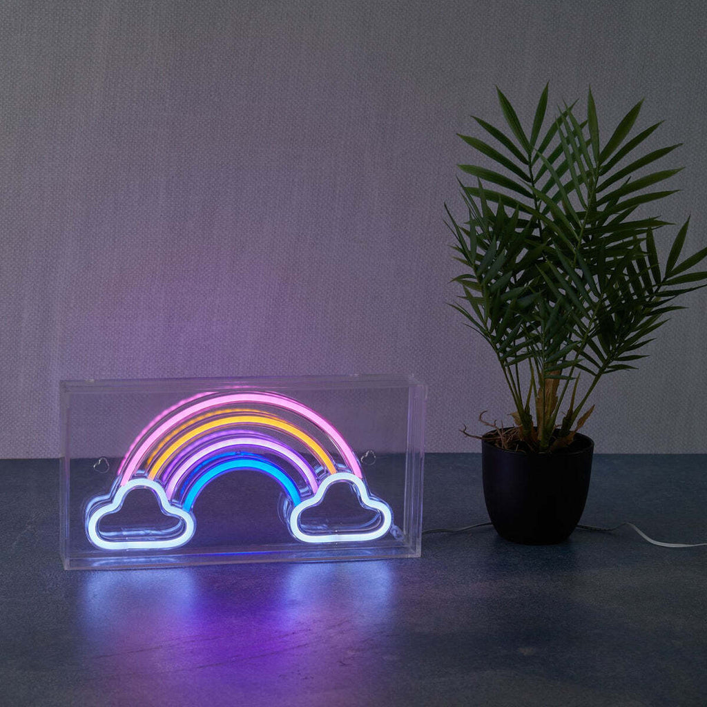 Acrylic frame Rainbow neon sign for desktop or wall mounting with LED lighting