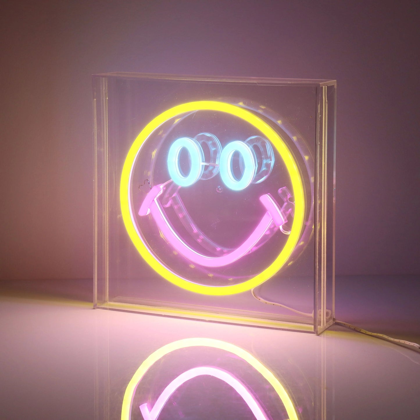 Acrylic frame Smile neon sign for desktop or wall mounting with LED lighting