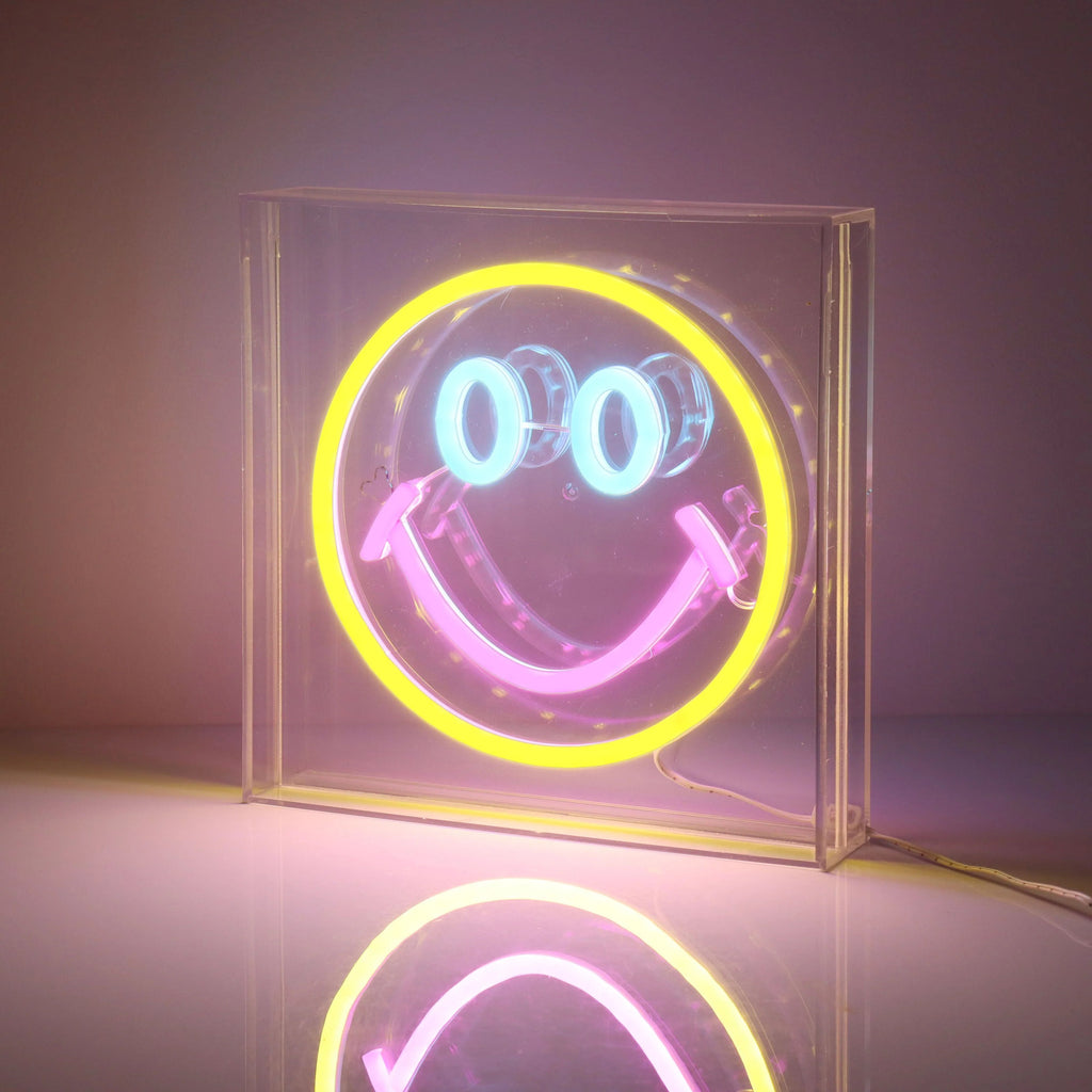 Acrylic frame Smile neon sign for desktop or wall mounting with LED lighting