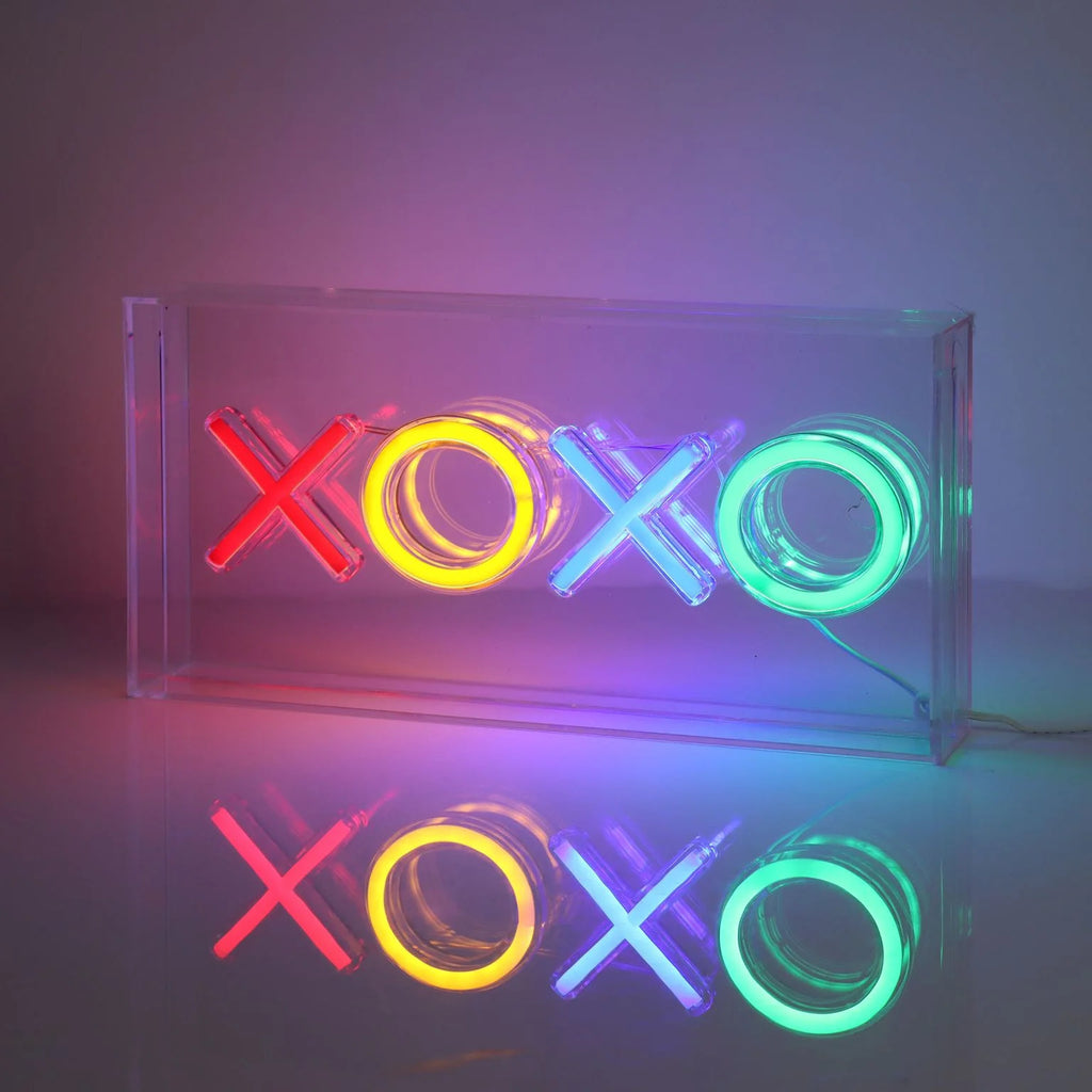 Acrylic frame XOXO neon sign for desktop or wall mounting with LED lighting