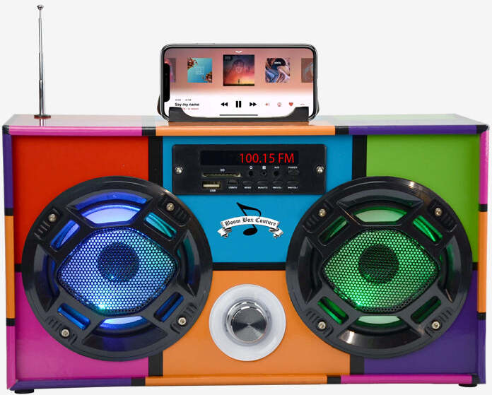 Bluetooth FM Radio W LED Speakers Retro Boom box-90's Edition