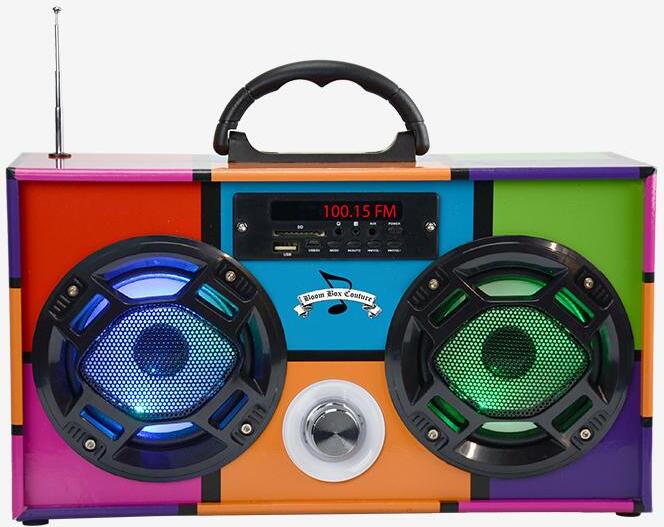 Bluetooth FM Radio W LED Speakers Retro Boom box-90's Edition