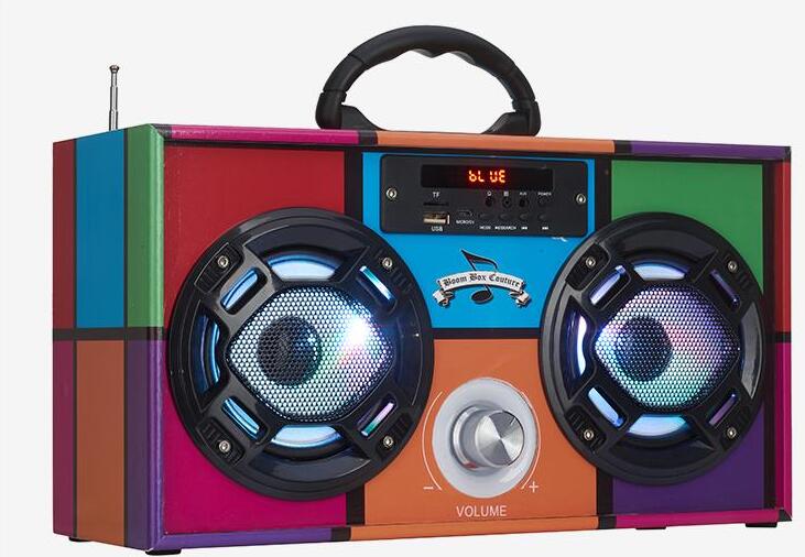 Bluetooth FM Radio W LED Speakers Retro Boom box-90's Edition