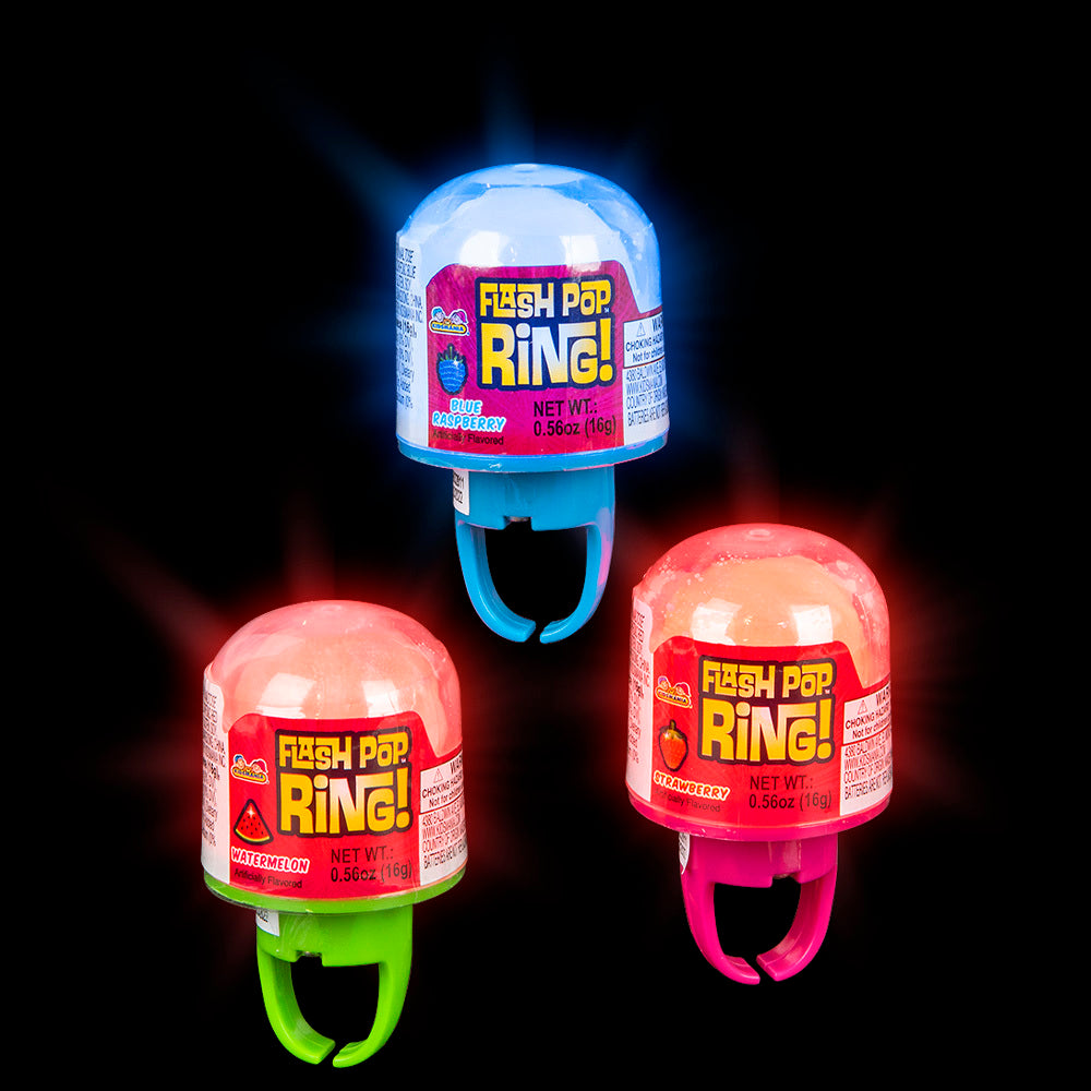 Flashing Pop Ring candy with LED lights that flash while you eat the sweet lollipop