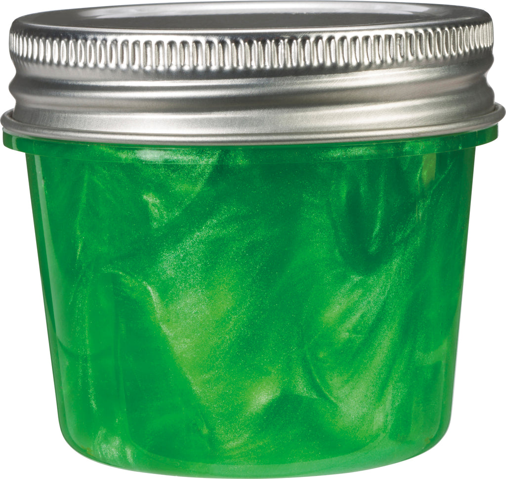 Metallic Slime assorted colors with shimmering metal-like finish in 2.75-inch travel jar by Toysmith