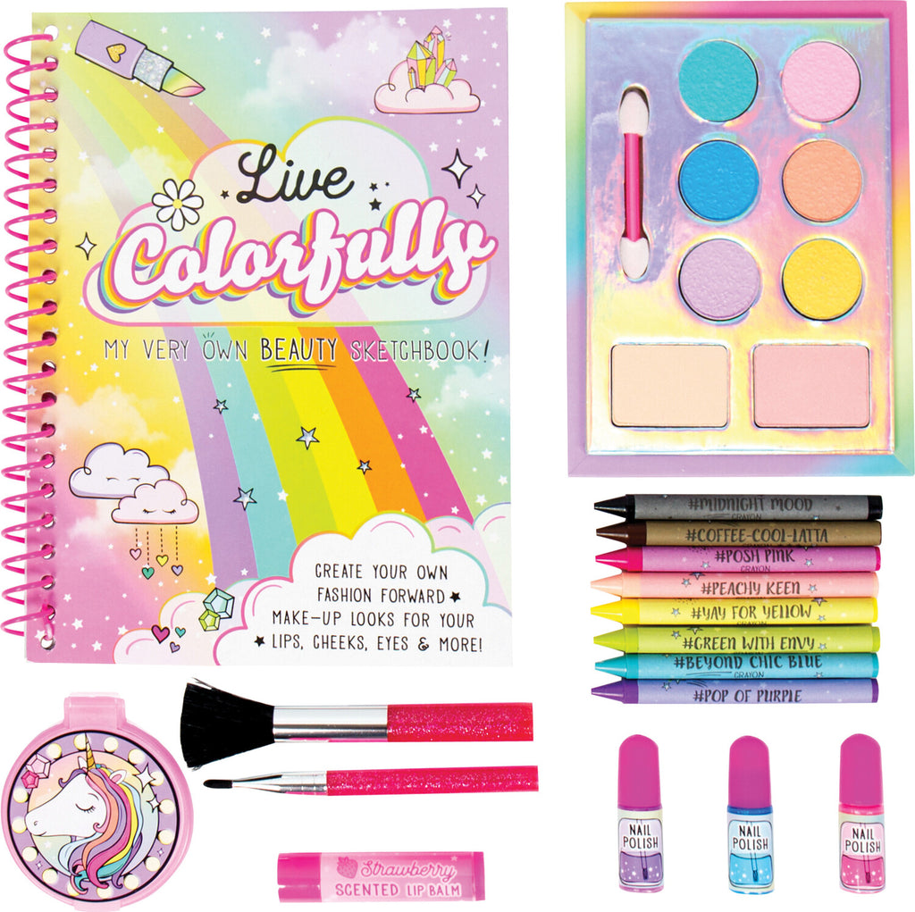 US Toy Co Make-Up Artist Studio with safe cosmetic crayons and pretend makeup accessories