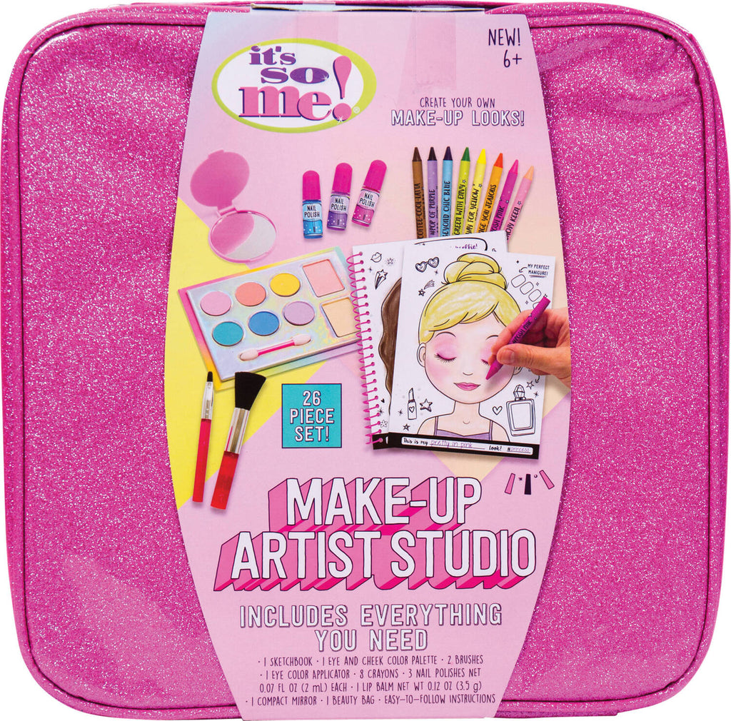 US Toy Co Make-Up Artist Studio with safe cosmetic crayons and pretend makeup accessories