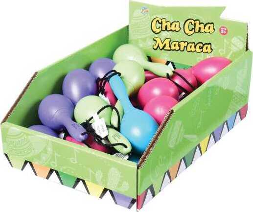 Cha Cha Maraca colorful plastic musical toy with lanyard cord for creativity and rhythm learning