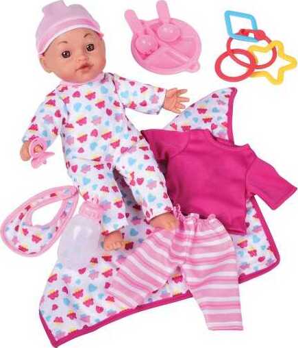 US Toy Co Deluxe Baby Doll Set with soft body doll, outfits, bottle, blanket, and accessories