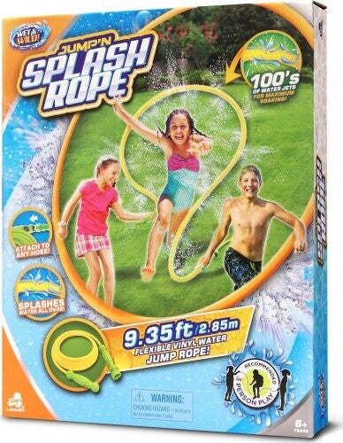 Jump N' Splash Rope 9.35-foot water jump rope that attaches to any hose for splashing summer fun