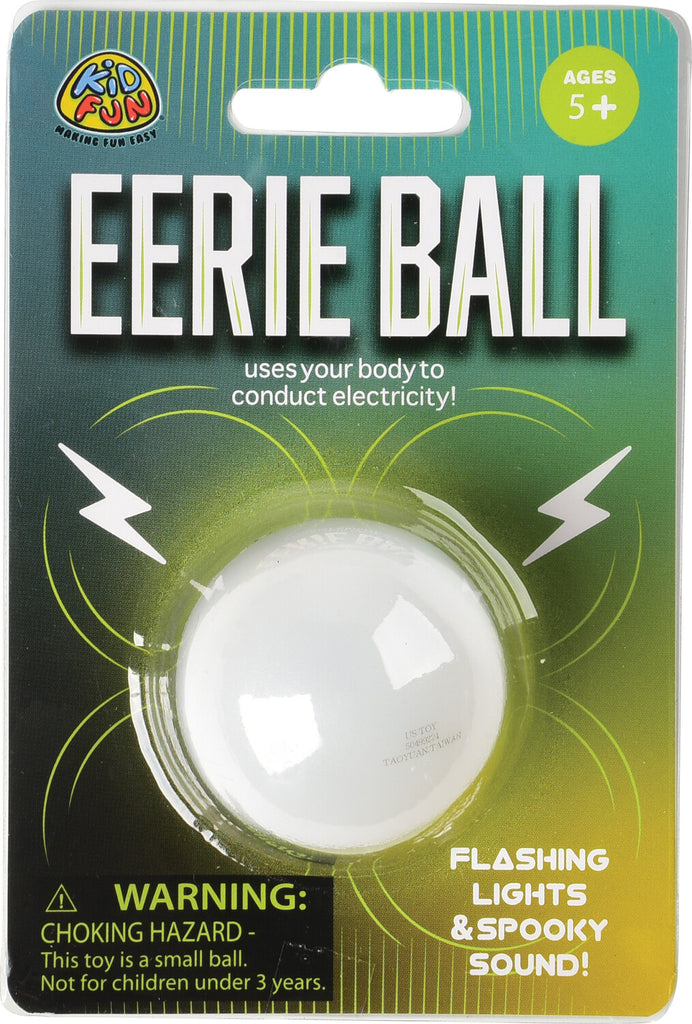 Eerie Ball white educational toy that lights up when touched demonstrating electrical conductivity principles