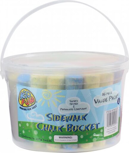Sidewalk Chalk Bucket with colorful chalk pieces for outdoor drawing and art