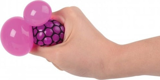 Color changing mesh stress ball with TPR and fabric construction that changes colors when squeezed