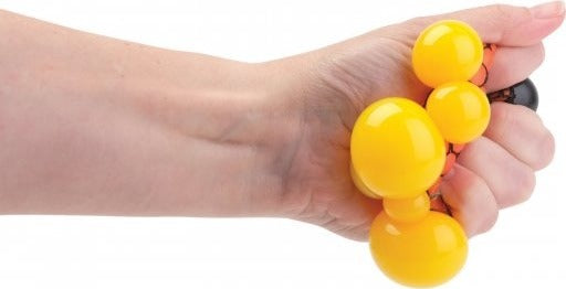 Color changing mesh stress ball with TPR and fabric construction that changes colors when squeezed