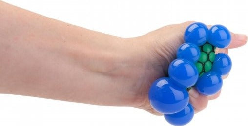 Color changing mesh stress ball with TPR and fabric construction that changes colors when squeezed