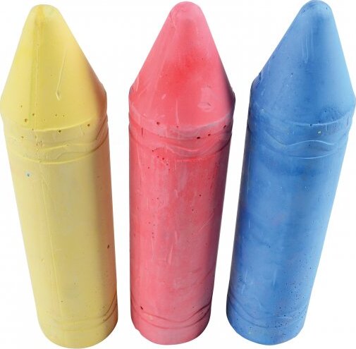 Giant Sidewalk Chalk assorted colors set of 3 pieces in color box for outdoor drawing and creative play