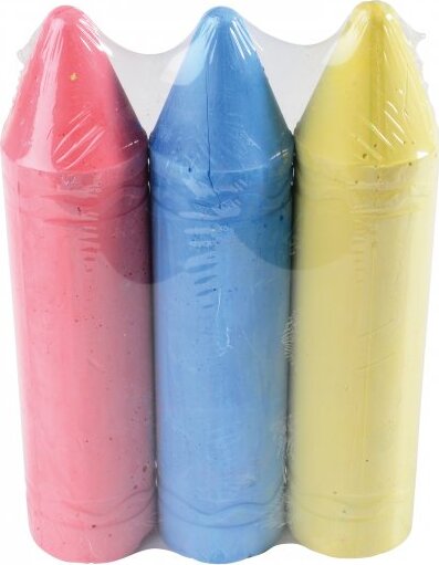 Giant Sidewalk Chalk assorted colors set of 3 pieces in color box for outdoor drawing and creative play
