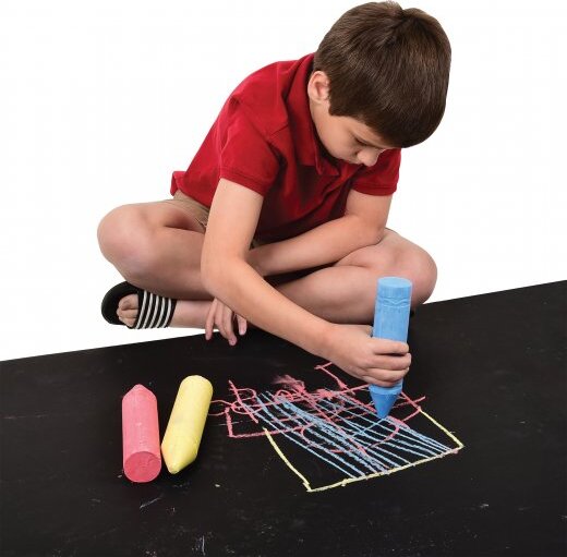 Giant Sidewalk Chalk assorted colors set of 3 pieces in color box for outdoor drawing and creative play