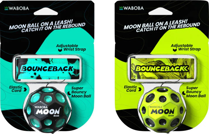 Waboba Bounceback Moon Ball on a Leash (assorted colors) - Tethered moon ball for endless bouncing fun
