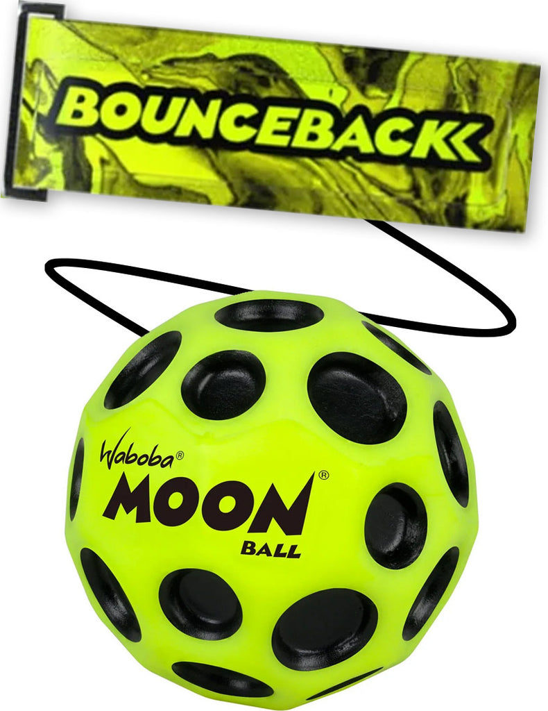 Waboba Bounceback Moon Ball on a Leash (assorted colors) - Tethered moon ball for endless bouncing fun