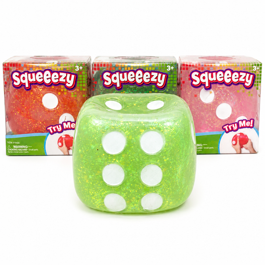 Jumbo Glitter Dice Squishy – Jumbo Sensory Stress Ball & Fidget Toy