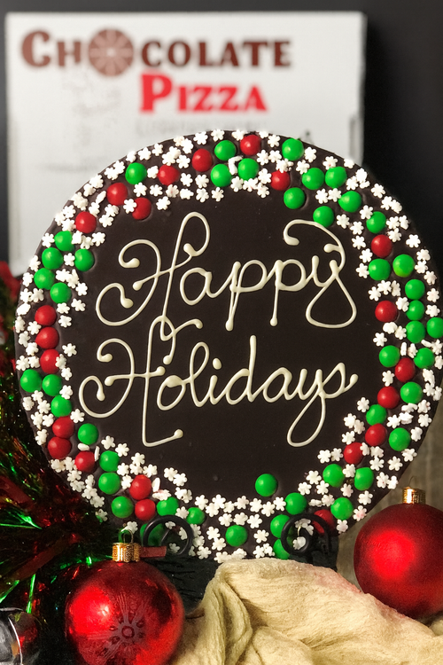 Happy Holiday's Dark Chocolate Pizza