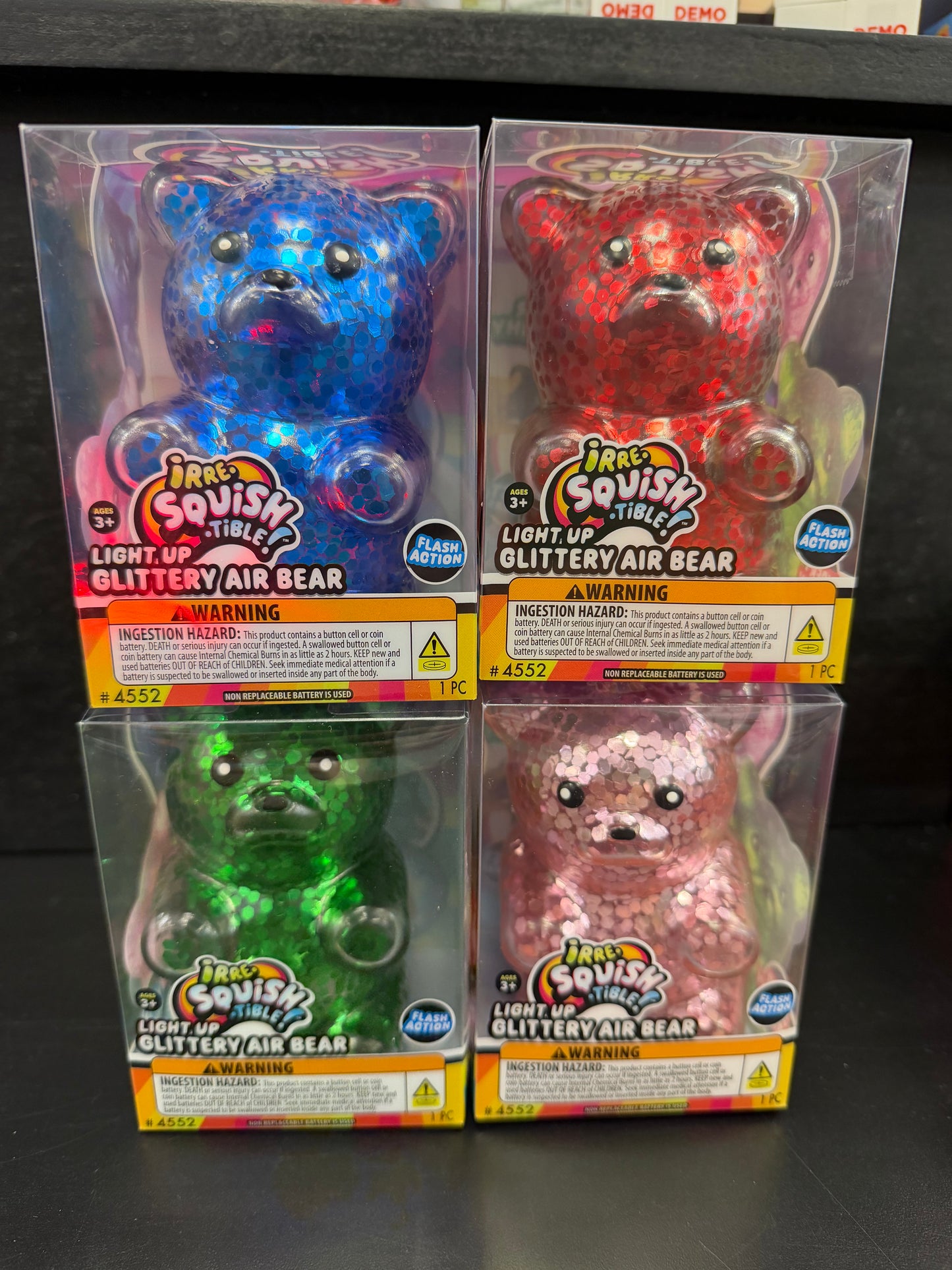 4" Glitter Light Up Squishy Bear