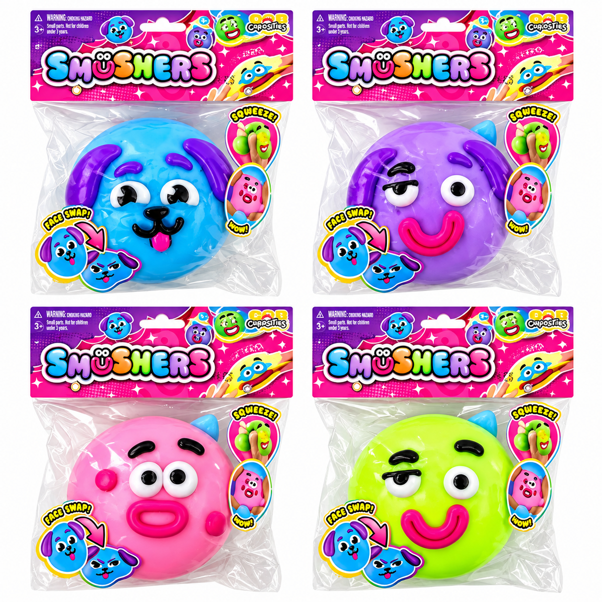 ORB Curiosities Smushers soft moldable squishy sensory fidget toy with funny face design