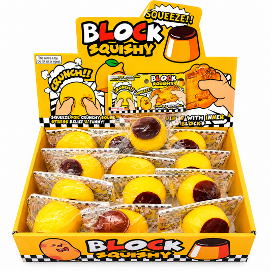 Pudding Crunchy Squishy dessert sensory fidget toy with yellow pudding design