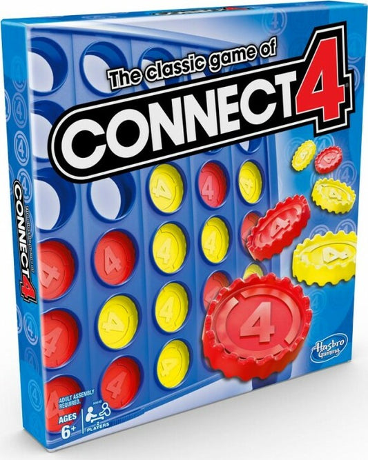Connect 4 Grid strategy board game with red and yellow checker pieces and game grid for 4-in-a-row gameplay