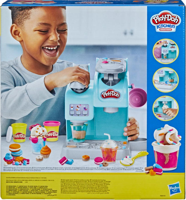 Play-Doh Colorful Cafe playset with coffee machine, molds, and modeling compound for pretend cafe play