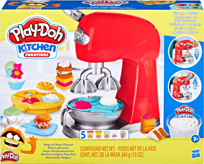 Play-Doh Magical Mixer Playset with kitchen tools for creating pretend cakes, cupcakes, and cookie creations