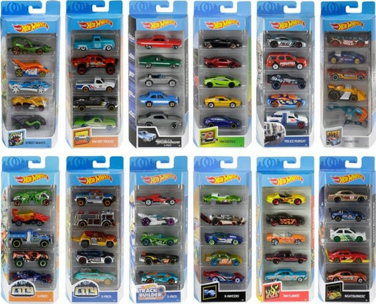 Hot Wheels 5 Pack Assortment sold separately - Mattel collection of five assorted Hot Wheels cars for racing and collecting