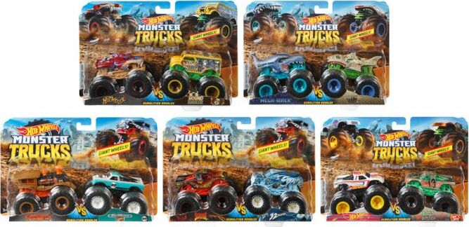 Hot Wheels Monster Trucks Demo Doubles 2-Pack assorted - Mattel demolition monster trucks for high-impact crushing action