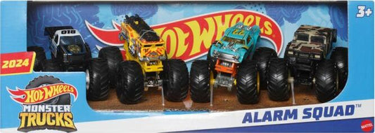 Hot Wheels Monster Trucks 1:64 4-Pack Rescue with four monster truck vehicles