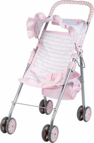 Pink Medium Shade Umbrella Stroller with sun protection fitting various doll sizes for realistic baby care play
