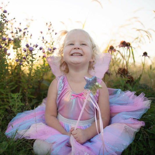 Rainbow Sequins Skirt, Wings & Wand set with sparkling sequins for fairy dress-up