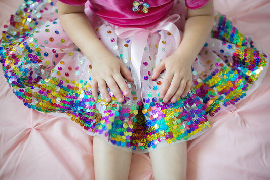 Pink Party Fun Sequin Skirt size 4/6 with colorful sequins for celebrations