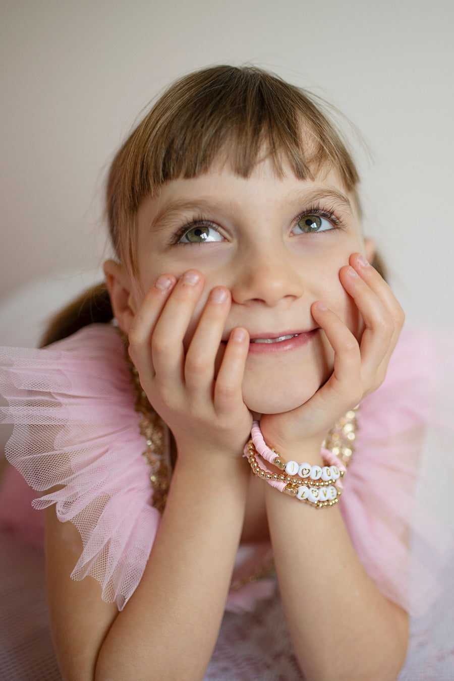 Pink Love Bracelets with romantic pink heart designs for dress-up play