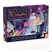 Run the Runway fashion design playset with dress-up clothes and runway accessories for style play
Sewing
Crafts
