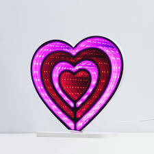 Infinity Heart Mirror Light with LED heart design for teen room decoration