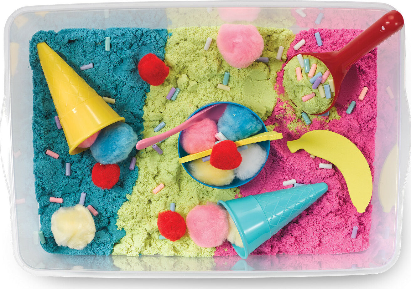 Creativity for Kids Sensory Bin Ice Cream Shop with scoops, cones, and ice cream themed sensory materials