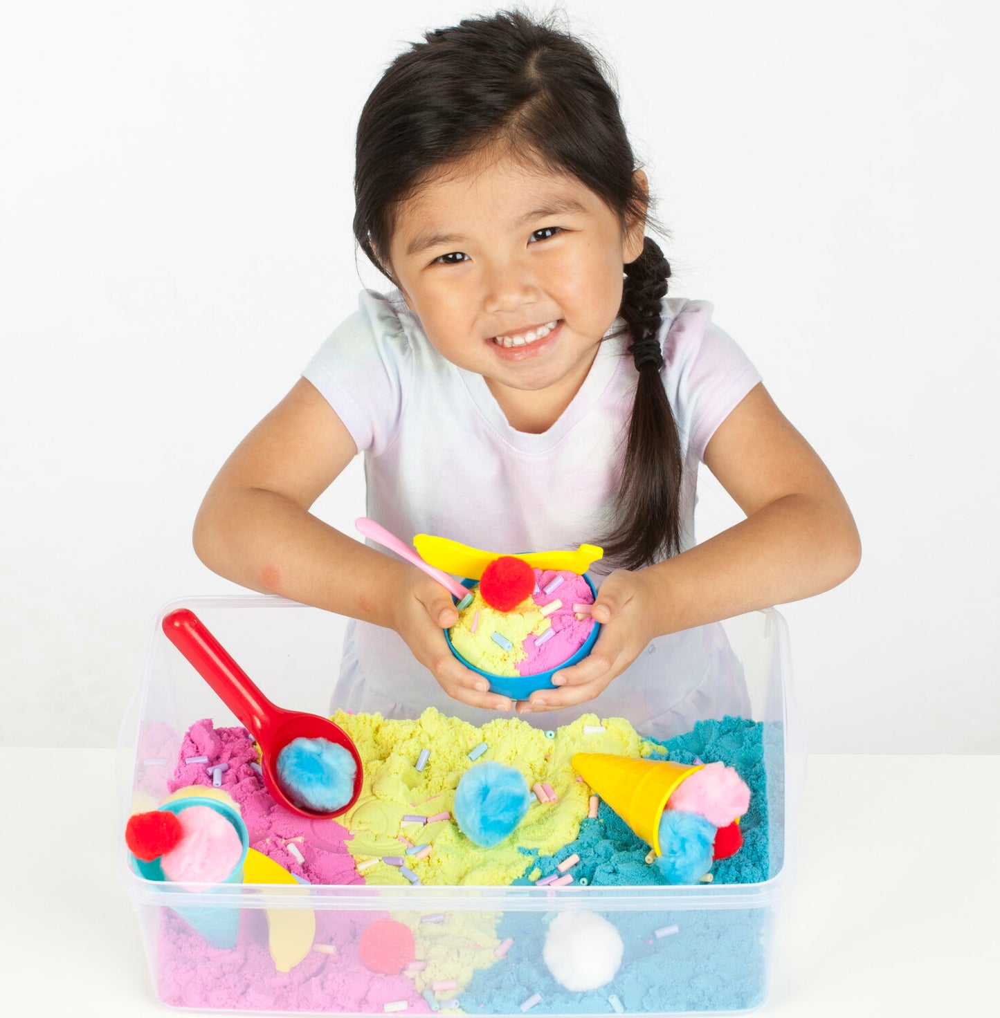 Creativity for Kids Sensory Bin Ice Cream Shop with scoops, cones, and ice cream themed sensory materials