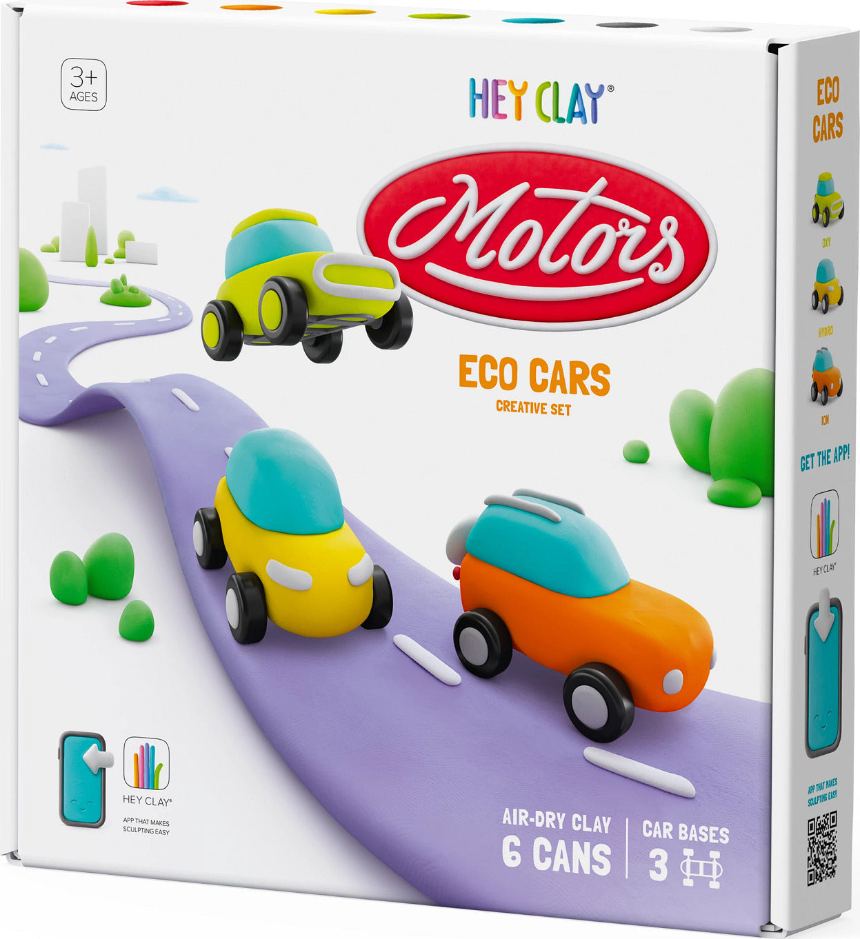 Hey Clay Eco Cars kit with colorful modeling clay and app-guided instructions for making vehicles
