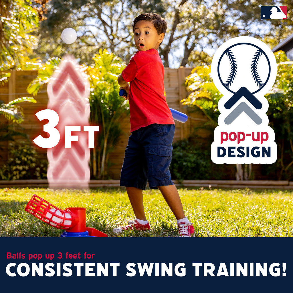 MLB Pop A Pitch - Foot-pedal operated pitching machine for batting practice and coordination training