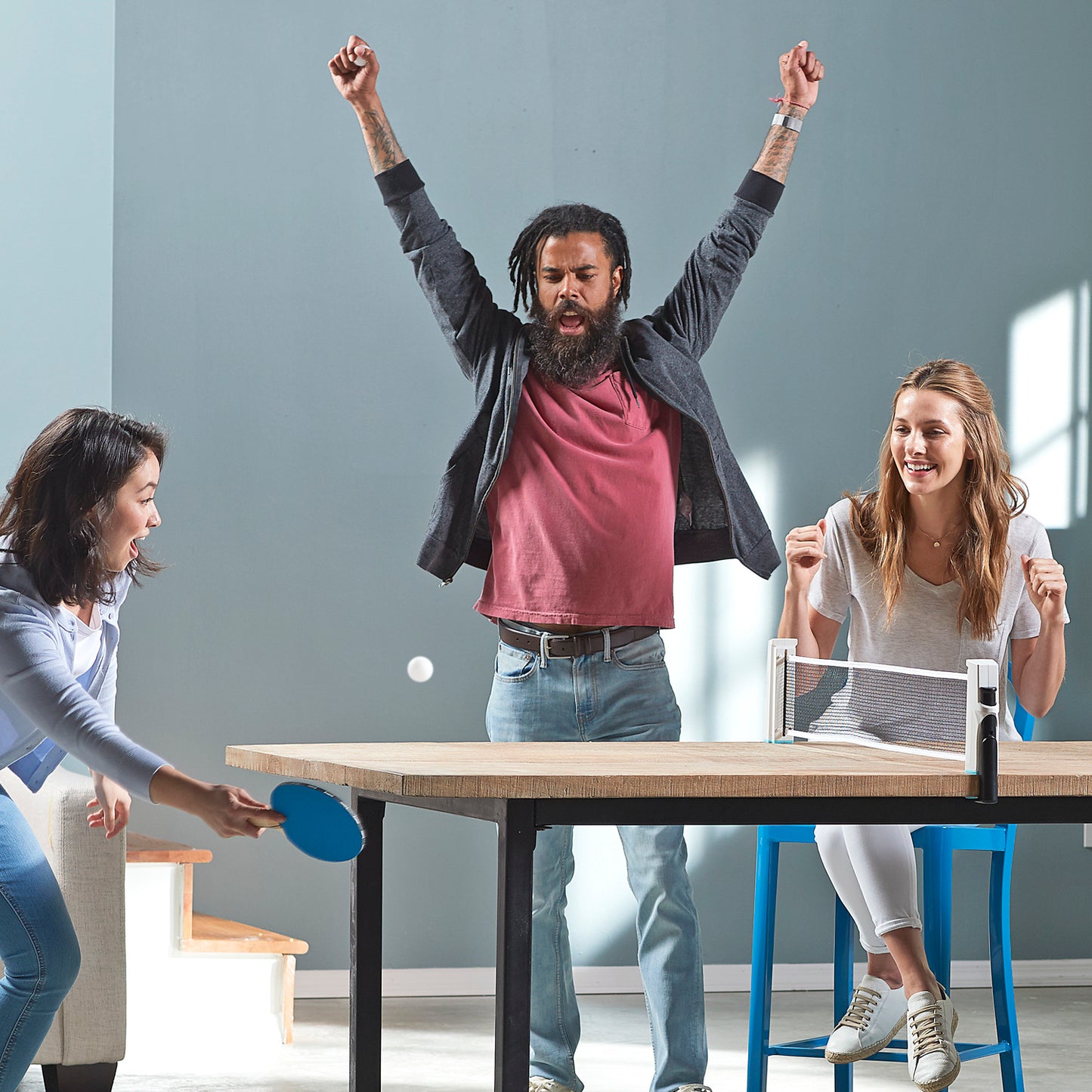 Anywhere Table Tennis - Portable table tennis set that converts any table into a ping pong table