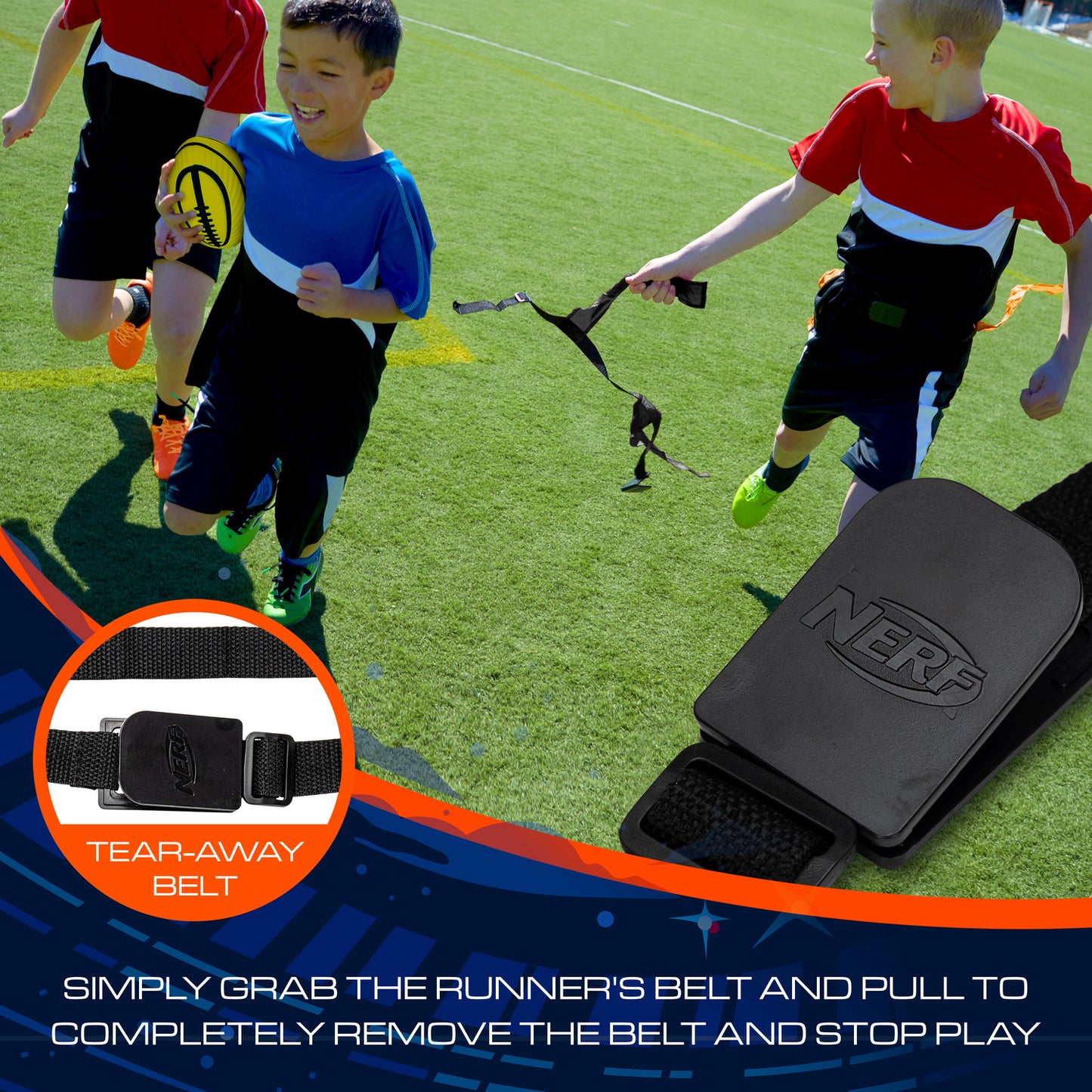Nerf 5 V 5 Flag Set - Complete flag football set with belts and foam football for team gameplay